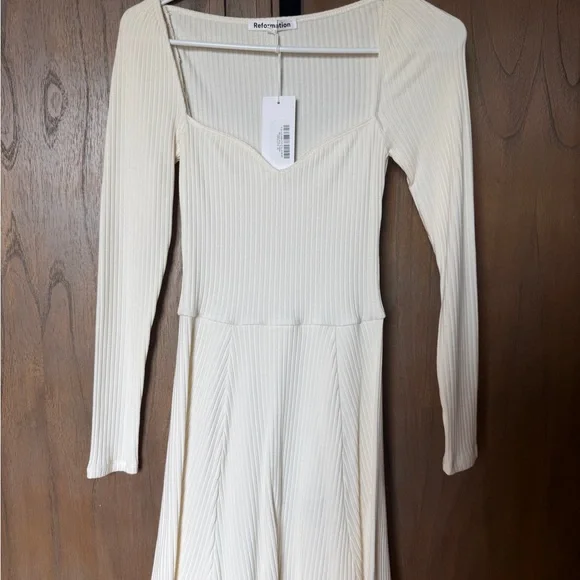 Reformation Cream Long Sleeve Dress - Picture 8 of 8